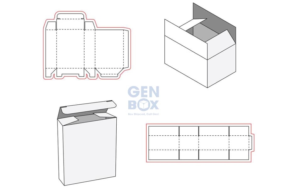 Ảnh: Hình dáng hộp carton và khuôn bế tương ứng